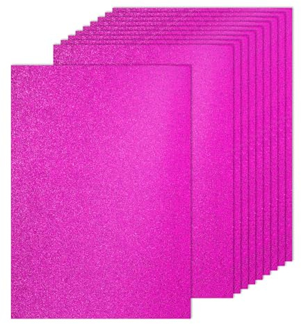 PATIKIL 20 ark varmrosa glitterkort, 21 x 29,7 cm A4 glitter papperskort lager blank klippbok 250 gsm glittrande papper stor skimmer för hantverk klippbok gör-det-själv konst bröllopsfest