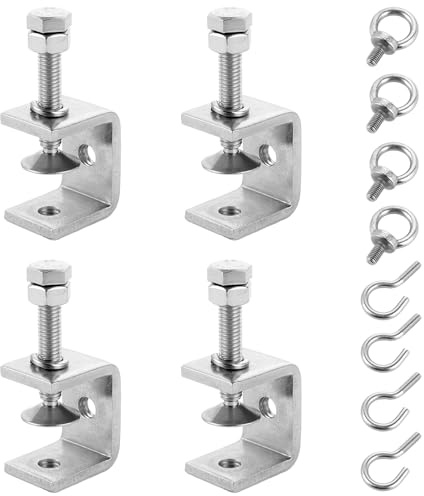 LDHHYH 4 Stück Edelstahl C-Zwingen, mit Edelstahl Haken und Ringschrauben, C Klemme 30mm Klemmbereich 0-25mm Schraubklemmen Kieferöffnungen für Holzarbeiten Schweißen Tischlerei