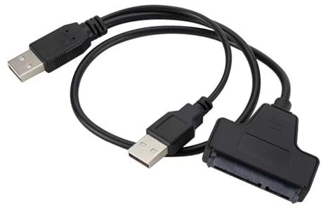 Sehuby Cable adaptador USB 3.0 a SATA para discos duros de 2.5 pulgadas, transferencia de datos de alta velocidad con dos puertos USB e indicadores de actividad LED