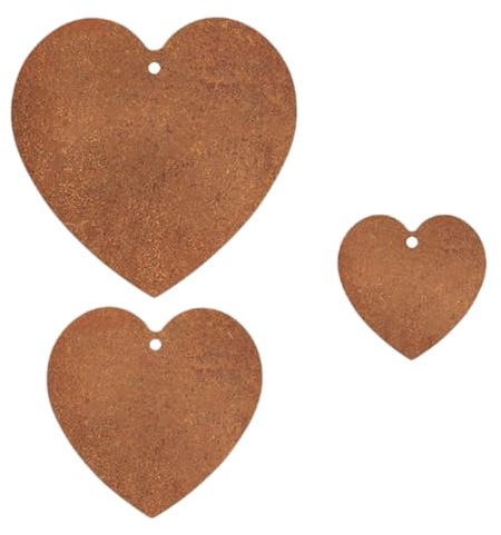 CQEAZ Set of 3 Heart Garden Stakes for Outdoor Decoration Weatherprevent Metal Art Decors with Rust Finish Lookings decorative stakes