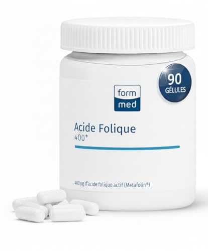 FormMed Acido Folico 400+ | 90 capsule – Gravidanza, Fertilità, Divisione cellulare – con Vitamina B12 – Vegano, Senza Additivi, Testato in Laboratorio