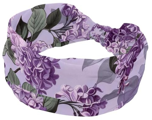 Bandeaux larges élastiques à motif de fleurs lilas pour femme, pour yoga, entraînement, lavage du visage, maquillage