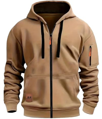 HAOLEI Felpa Uomo con Zip E Cappuccio Felpe con Tasche e Polsini Elastici Leggera e Funzionale Maglia Semplice Classici Maglie Casual Pullover Sportiva Hoodie Autunno e Inverno S-3XL