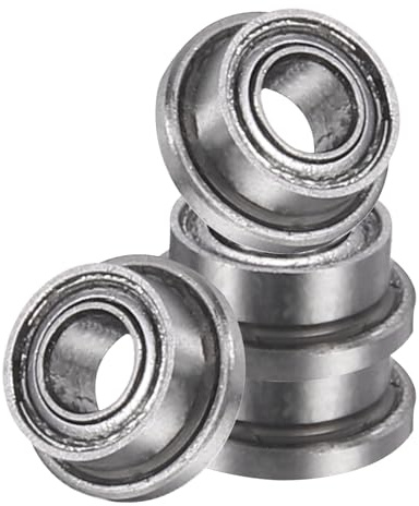 sourcing map FR133ZZ Flansch-Kugellager, 3/32 Zoll x 3/16 Zoll x 3/32 Zoll, doppelt geschirmtes Chromstahl-Rillenlager, ABEC5, 4 Stück