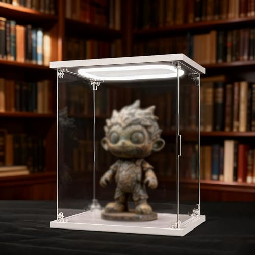 Acryl Vitrine 30 35 40 45 50 Cm Hohe Aufbewahrungsbehälter für Weiße Lichtskulpturen, Transparente Acrylvitrine, Thekenvitrine für Modellautos/Statuen(15x20xH40cm/6x8x16in)