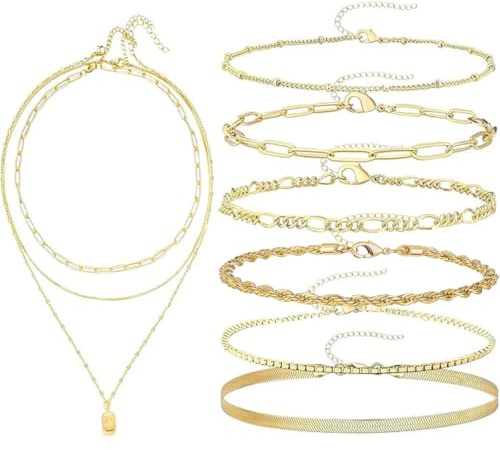 9Pcs Gold Jewellery Set, Gold Bracelet for Women, Jewellery Sets for Women