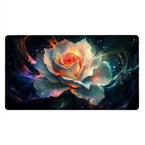 Tappetino Mouse Gaming XXL, 2000x1000x3mm Grande Tappetino Scrivania Cuciti Base in Gomma, Mouse Pad Impermeabile Antiscivolo, PC Desktop Ufficio, Migliora Precisione Velocità (Bellissime Rose) xR7547