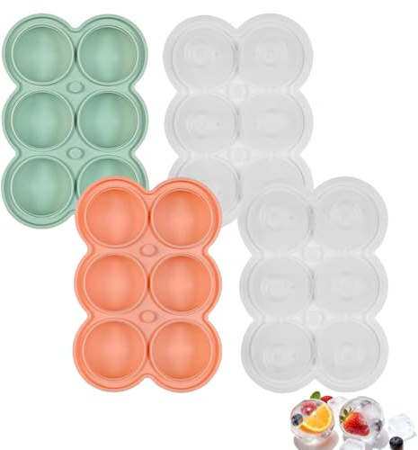 Eiswürfelform Silikon, 2er-Pack Wiederverwendbar Runde Eiswürfel Kugel, 5 cm Eisball Form BPA-frei, 6-fach Eiswürfelbereiter mit Ausgießer, Silikonform für Bier, Cocktails, Kaffee und Getränke