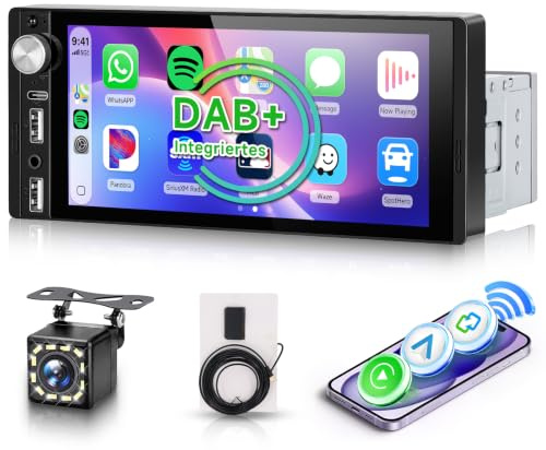 Hodozzy Radio para Coche Dab 1 DIN con CarPlay y Android Auto Inalámbricos