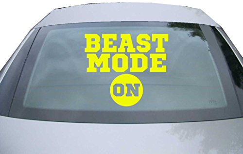 Indigos UG Aufkleber Heckscheibe & Motorklappe - neongelb - 600x520 mm - Beast mode on - selbstklebender Sticker für Auto, Fenster, Bus oder LKW