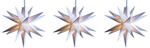 STEINFIGURENWELT GIEBEN 3D LED Stern Ø 8 cm Weihnachtsstern Batterie Ministern Innen Kunststoff Stern klein Leuchtstern Deko für innen Indoor von Dekowelt (3er Kette Weiß)