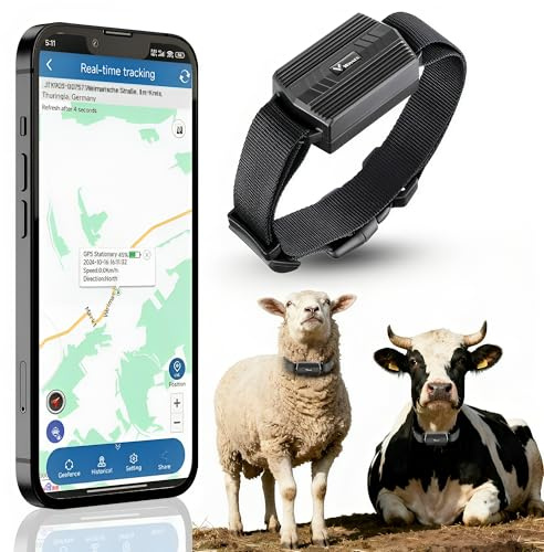Rastreador GPS con Collar para Perros, Caza, Ganado, Caballos, ovejas y Camellos. Localizador GPS IP66 Resistente al Agua. Posicionamiento en Tiempo Real No Requiere suscripción para Animales Grandes
