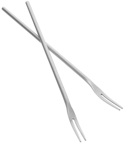 HEMOTON Stainless Steel Fruit Forks Set 2Pcs with Long Handles for Party Appetizers Dessert and Salad Creative Tableware for Home Cafe Bar Use