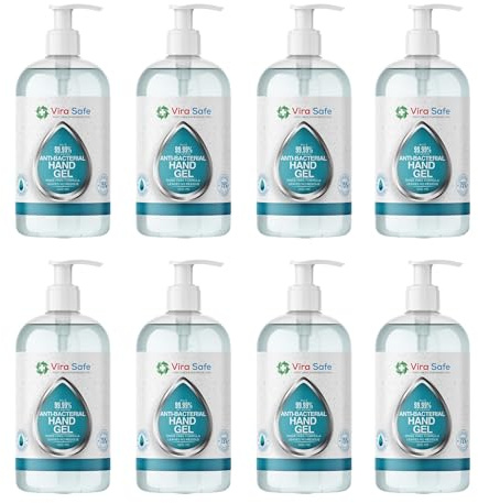 8 x 500ml Hand Sanitiser 70% Alcohol Gel Anti Bacterial Viral Eliminating Formula Gel Alcohol Anti Bacterial Formula Pack of 8