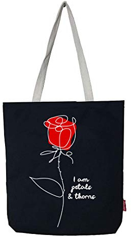 hello-bags. Borsa a spalla. Esterno: 100% cotone. Con cerniera, fodera e tasca interna. Include busta regalo kraft. Modello IAMPETALS. Colore: Écru/Nero. Misure: 37 * 38 cm