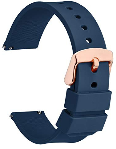 WOCCI Silicone Watch Strap with Rose Gold Buckle, Quick Release, Replacement Band 14mm 16mm 18mm 20mm 22mm