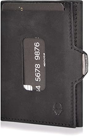 DONBOLSO Slim Wallet XS - Elegante Kleine Geldscheinbörse mit Münzfach 5 Kartenfächer und Geldscheinfach - Klein und Handlich, RFID-Sicherheit Leder Wallet Slim 9x7x1,5 cm