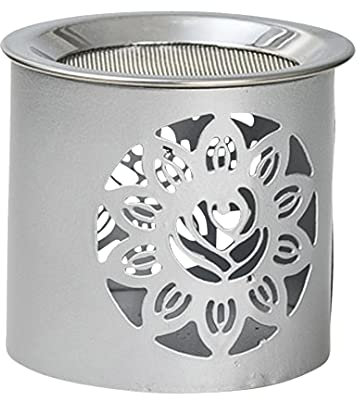 NKlaus bruciatore di incenso in ferro argento opaco Altezza: 6cm Modalità di funzionamento tea light con setaccio per incenso 10927