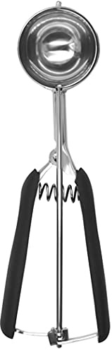 Hoshen cuchara para hornear galletas, cuchara para masa de acero inoxidable, cuchara para bolas de melón, cuchara para helado, cuchara para albóndigas, 4 cm de diámetro, negro