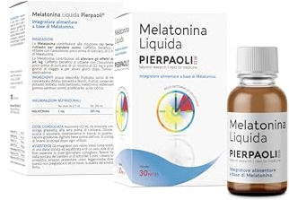 PIERPAOLI Melatonina Liquida: Integratore Alimentare In Gocce Che Contribuisce A Migliorare La Funzione Del Sonno E Ad Alleviare Gli Effetti Del Jet Lag, Flacone Da 30 ml Melatonina 1 Mg,
