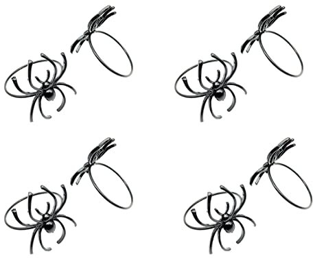 QINGGANGLING999 Serviettenringe Spider Serviettenring Set Home Serviette Schnalle for Weihnachten Urlaub Hochzeit, Party Dinner Dekoration Schwarz 8 Packung Serviettenhalter