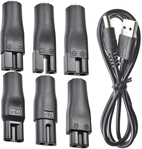 7 PCS Power Cord 5V Replacement Charger USB adapter Suitable for Electric Hair Clippers, Beard trimmers, Shavers, Beauty Instruments, Desk Lamps, Purifiers.