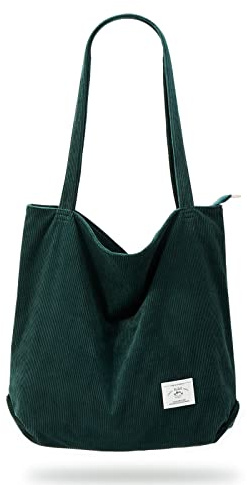KALIDI cord Tasche Damen Umhängetasche mit Reißverschluss,Groß Shopper Tasche Tote Bag Handtasche Schultertaschen für Arbeit Büro Reisen Einkaufen Schule und Alltag