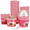 Coppe Gelato di Carta,4 oz 50 Pezzi Contenitori per Gelato di Carta Riutilizzabili con 50 Pezzi, Coperchi e Palette, Coppe per Gelato, Coppe per Dessert,Gelato,Yogurt,Zuppa e Torta (Rosa)