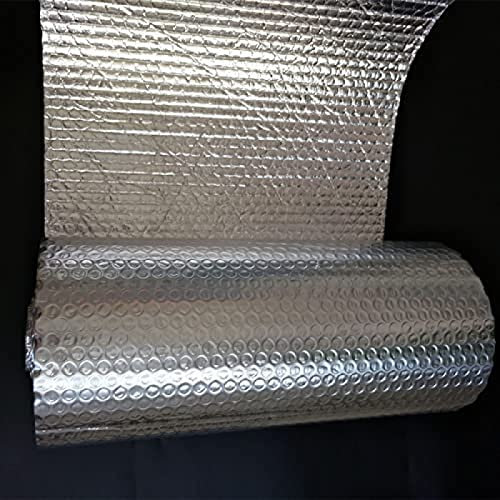 Pealihuy Isolier-Aluminium-Blasenfolie Mit Feuchtigkeitssperre Dachisolierung 4 Mm Dicke Reflektierende Aluminiumfolie Blasenschaum-Wärmeisolierung Für Selbstklebende Dampfsperre,1x30m/3.2x98.4ft