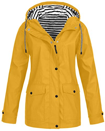 Regenjacke Damen Regenmante Windjacke Atmungsaktiv Wasserdicht Jacke Winddicht Outdoorjacke Übergangsjacke Dünn Frauen Mantel Sommer Mit Kapuze Lang Reg Windbreake Leicht ReißVerschluss mit Kapuze