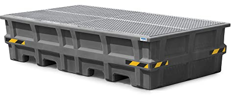 Auffangwanne pro-line 2 IK aus Polyethylen (PE) für 2 IBC, mit verzinktem Gitterrost