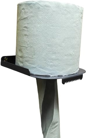 Centrefeed Blue Roll Stand Paper Towel Tissue Holder - Wall Mounted Dispenser - Portable Industrial Paper Storage Shelf for Workshop, Kitchen, Toilet, Restaurant - Black