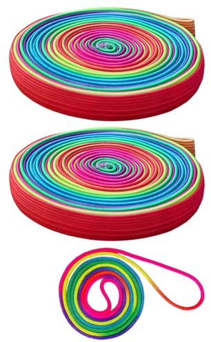 2 Stück Sportliches Elastisches Gummiseil Mit 1 Stück Regenbogenfarbenem Tuck-Seil, Regenbogenband, Kinder-Sprungseil (Regenbogenfarbe