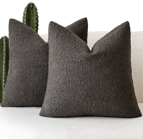 Foindtower 2 Stück strukturierte Boucle-Kissenbezüge, Akzent, solide, dekorative Kissenbezüge, gemütlich, gewebte Couchkissen für Sofa, Schlafzimmer, Wohnzimmer, Heimdekoration, 50,8 x 50,8 cm, | Akzent-Kissenbezüge, modern, gemütlich, weich, neutrale Heimdekoration für Couch, Stuhl, Sofa, Schlafzimmer, Wohnzimmer