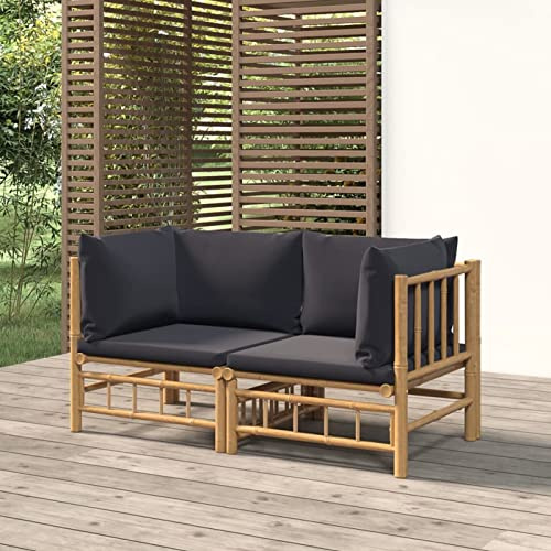 Festnight Lounge Sofa Gartensofa Ecksofa Ecklounge Bambus Balkonmöbel Klein Balkon Lounge Sofa Outdoor Garten Loungemöbel Set Sitzgruppe Gartenmöbel Loungesofa Balkonlounge Balkonsofa