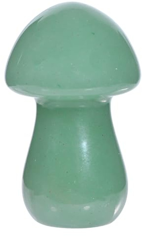 mookaitedecor Polished Crystal Mushroom Pocket Stone Figurine | Hand Carved Mushroom Crystal Statue, Healing Lucky Charm Stone Sculpture for Bonsai Vase Tank Home Decor, Green Aventurine