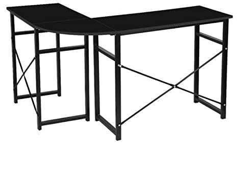 Tavolo da Ufficio Tavolo da studio for PC da ufficio a forma di L, tavolo da studio, postazione di lavoro, scrivania elegante, struttura in metallo resistente, tavolo da gioco moderno e minimalista, f