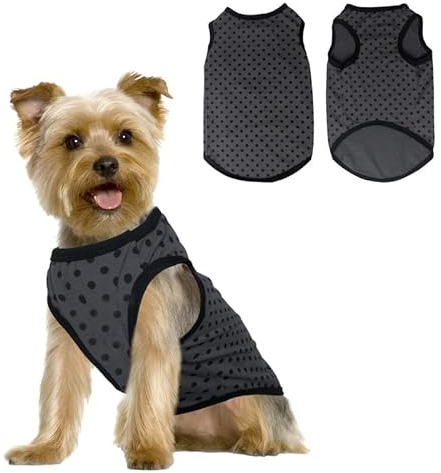 PetSmiler Hundeshirts für Kleine Hunde Katze - Polka Punkt Shirts für Hunde Tshirt Hundepullover Dünn Hundehemd Kleine Hunde Chihuahua Kleidung Katzen Kleidung, Schwarz M