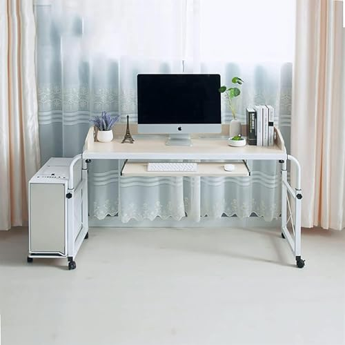 Mobiler Betttisch, höhen- und längenverstellbarer Betttisch, Laptop-Computertisch mit Rollen, Krankenpflegetisch, Home-Office-Arbeitsplatz zum Schreiben (Farbe: A, Größe: 140 * 45 cm