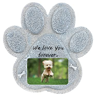 Pierre Tombale Commémorative Personnalisée pour Chien Chat Plaque Commémorative Photo en Résine Personnalisée pour Animal de Compagnie Cadeau Commémoratif Personnalisé en Forme de Patte de Chien Chat