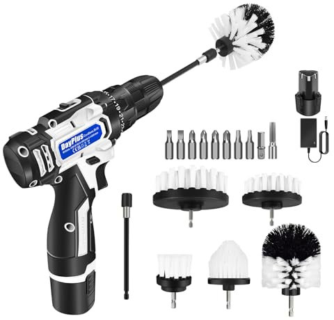 8 Stück Bürstenaufsatz Bohrmaschine Set, Bürste, Bohrbürsten Akkubohrer Bürste Reinigungsbürste, Power Scrubber Reinigung Kit für Felgen, Fliesen, Küche, Böden, Auto, Badewanne (Weiß)
