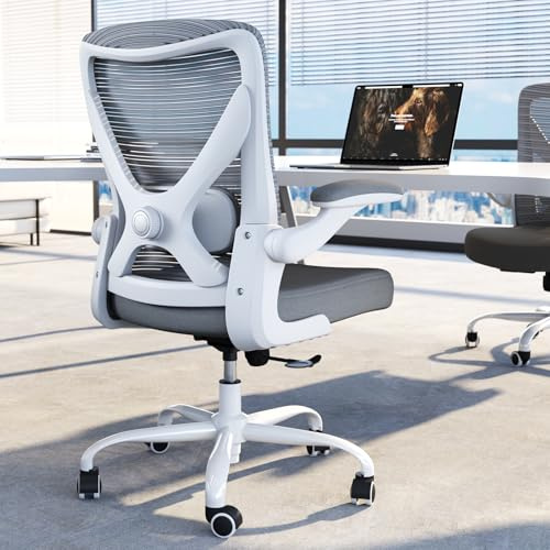 TRALT Ergonomischer Bürostuhl - X-förmiger Computer-Schreibtischstuhl bequem, Gaming-Stuhl, Bürostuhl mit Lendenwirbelstütze, Mesh-Bürostühle, Schreibtischstuhl für Lange Stunden (Grau)