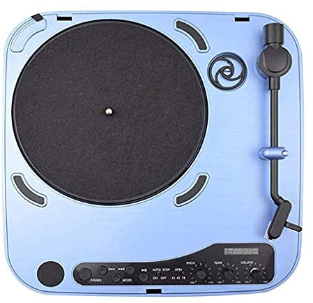 CAFIEDR Gramophone, Tourne-Disque avec Haut-Parleur FM Bluetooth, Tourne-Disque Portable sans Fil, Multifonction, Rechargeable