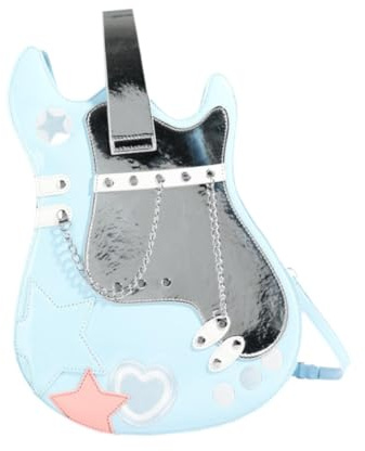 Oshhni Zaino a forma di chitarra, borsa per chitarra a portafoglio per lo shopping di lavoro, viaggi di festa, Azzurro