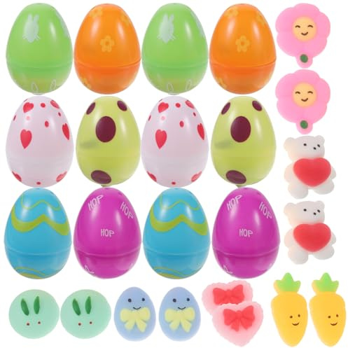 Healifty 12-Teiliges Buntes Ostereier-Such-Sortiment Aus Kunststoff Mit Mini-Squishys Aus Weichem Tier Zum Füllen Von Osterkörben