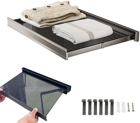 Teleskop Balkon-Wäschetrockner Alu, Aluminium Wandtrockner, Ausziehbar Von 2.4-37.5 cm, Schwarzes Trocknungsnetz, Platzsparender Wandwäschetrockner, Wäscheständer für Die Wand(Gray,60cm/23.6in)