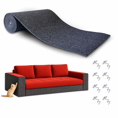 300cm x 40cm Rascador Gato + Pines de fijación. Alfombra rascador para Gatos con Autoadhesivo. Protector Sofa Gatos arañazo. Rascador Gatos Sofa (Gris). Ideal para Sofás, Paredes y Muebles DIY.