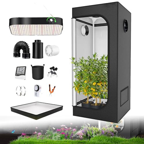 Tenda da coltivazione, tenda da coltivazione Mylar 600D altamente riflettente con finestra di osservazione, borsa per attrezzi e vassoio per il pavimento per la coltivazione,100x100x200cm