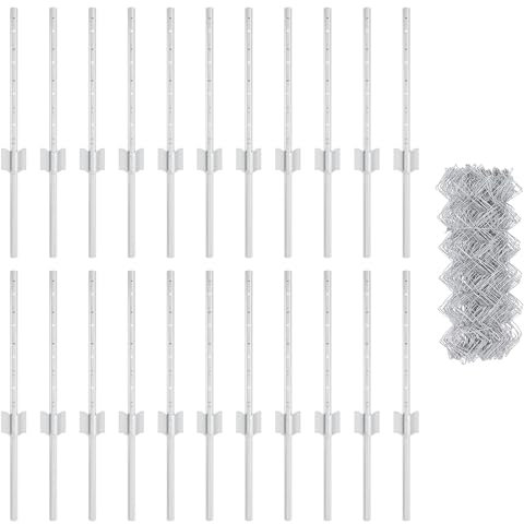 vidaXL Fence with Posts Silver 0.4 x 25 m Steel, Garden and Terrace, Durable Outdoor Fence, Customizable Boundary Barrier, Protective Enclosure, Weather Resistant Panels