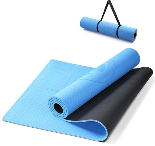 Ellylife Yoga Matte Rutschfest Dick, Nachhaltige Naturkautschuk + Eco TPE, Ausrichtungslinien, Hautfreundliche, Starker Grip, Einzigartiges Design, mit Tragegurt, für Yoga, Pilates, Fitness